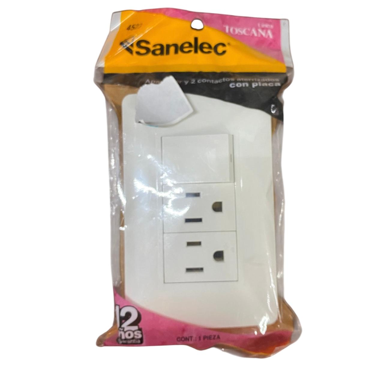 Contacto Doble Y Apagador Con Placa Sanelec